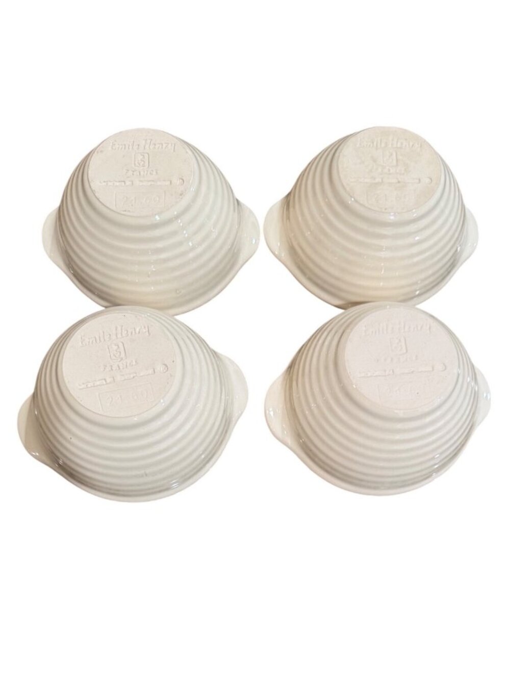 4 Emile Henry Modele Depose 21.60 Bowl Ribbed Lug Handled Soup Cereal Ice Cream - Picture 10 of 10